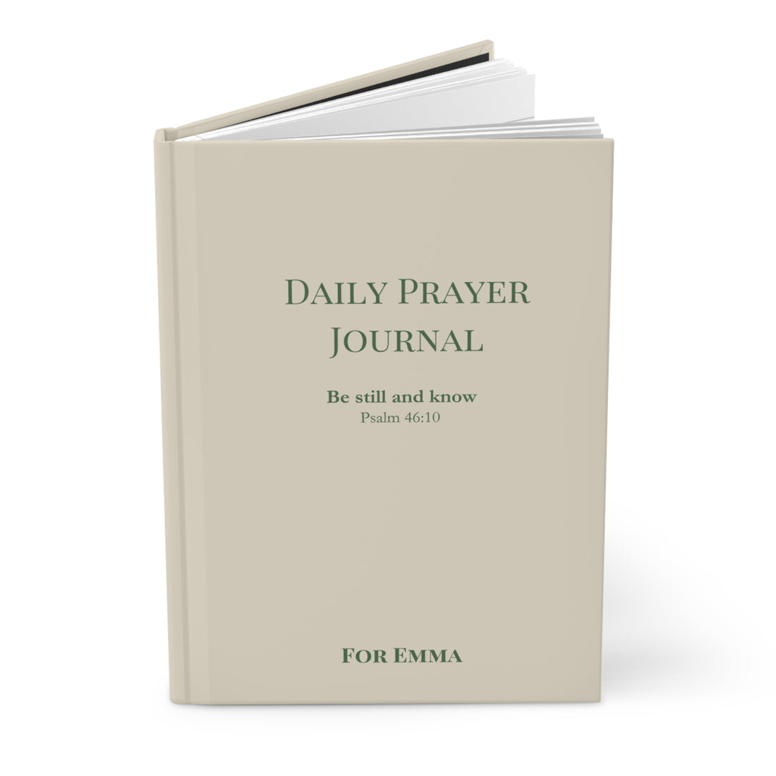 Daily Prayer Journal ‘Be Still and Know’, personalized, sage color, gentle faith-based journal