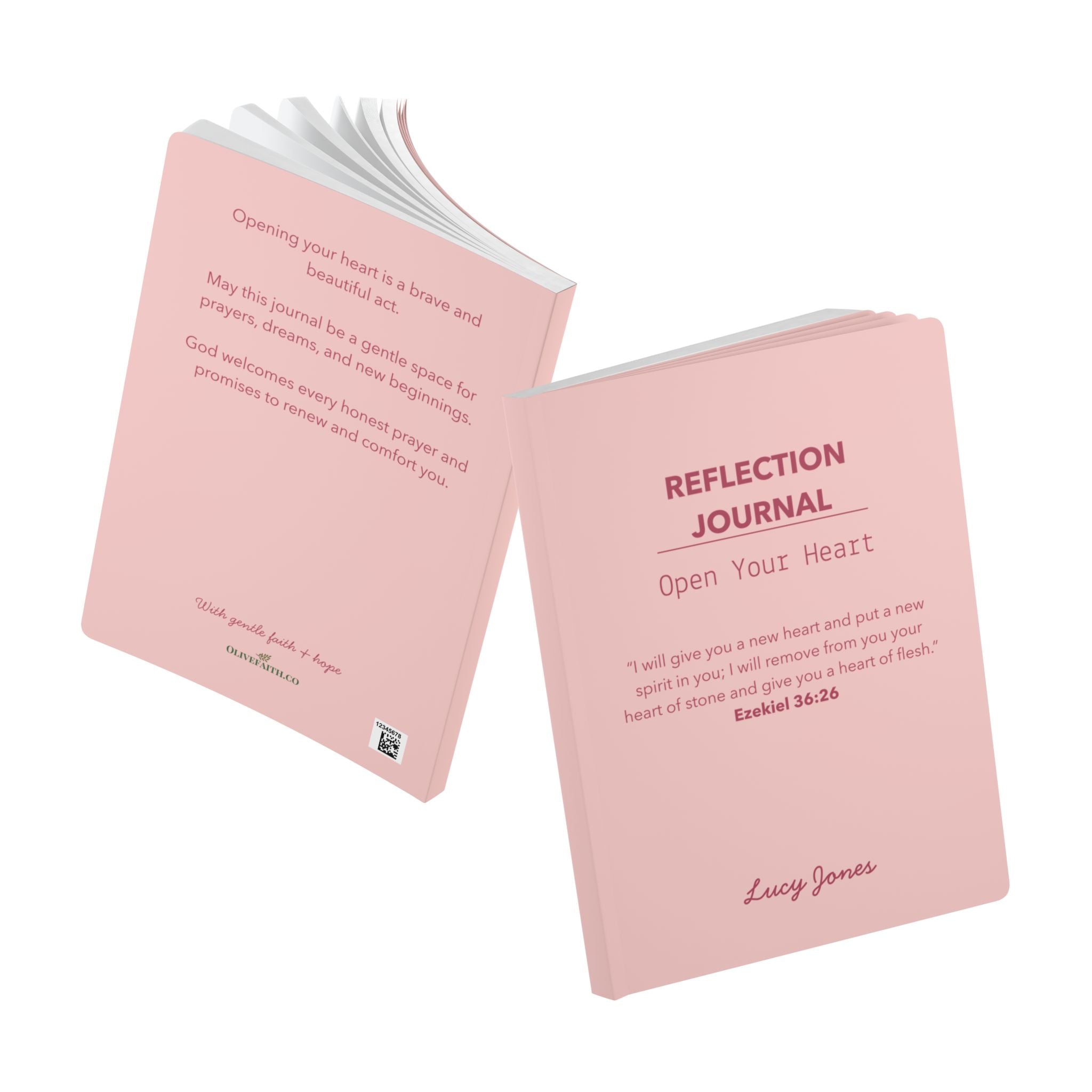 Reflection Journal – Open Your Heart | Personalized Christian Faith & Prayer Notebook (200 Pages)