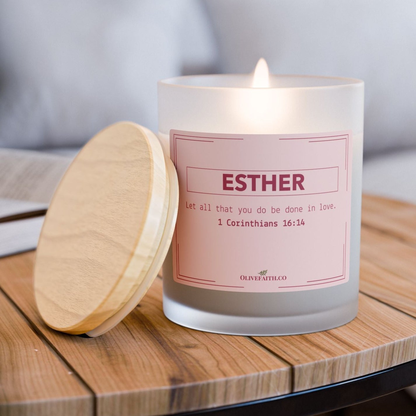 Let All That You Do Be Done in Love Personalized Candle – Frosted Glass 11oz