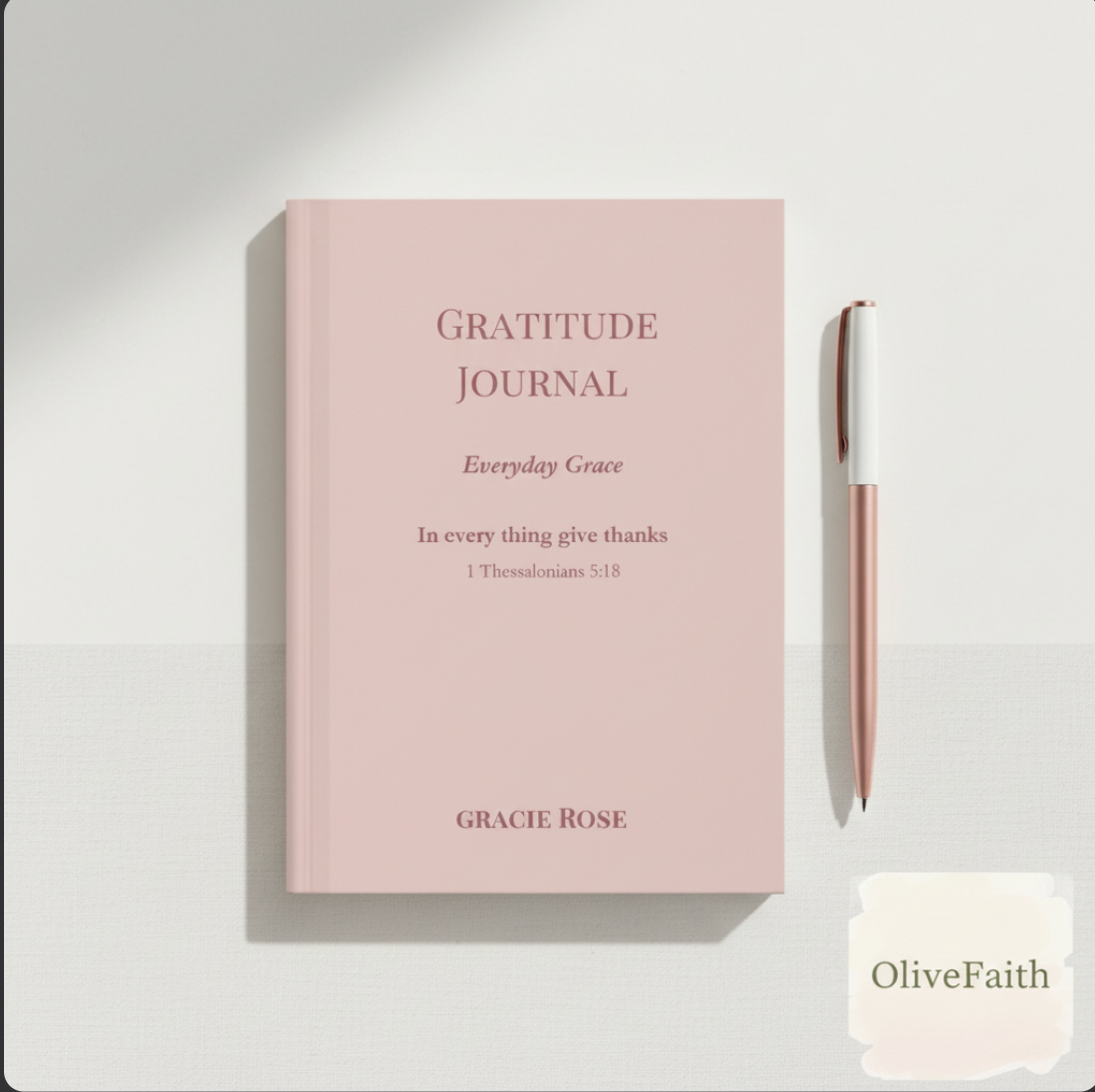Gratitude journal ‘Everyday Grace’, personalized, blush color, faith-inspired journal