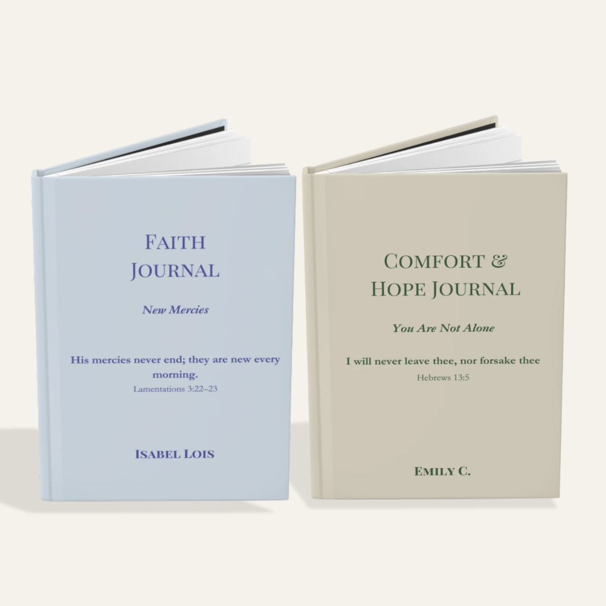 Comfort & New Mercies gift set with personalized Christian journals, soft faith-inspired gift