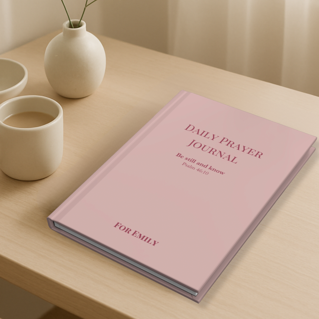 Daily Prayer Journal ‘Be Still and Know’, personalized, blush color, soft Christian prayer journal
