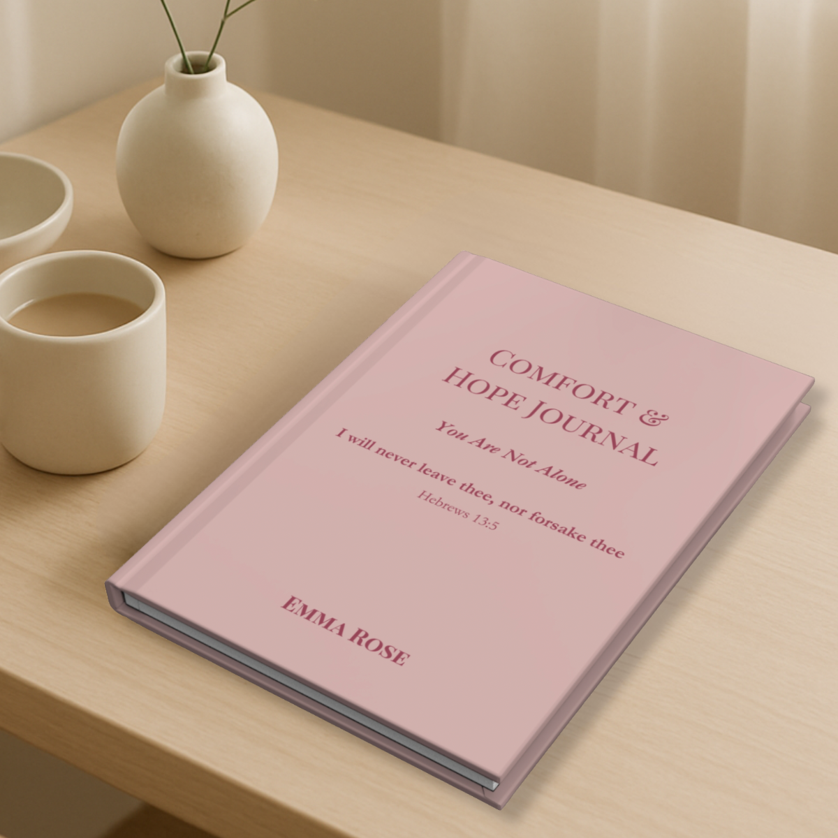 Comfort & Hope journal ‘You Are Not Alone’, personalized, blush color, gentle faith-based journal